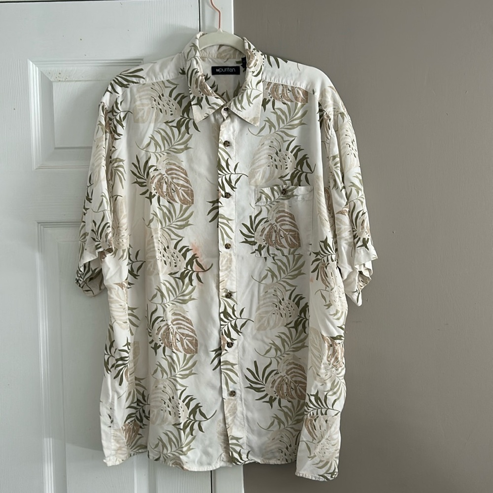 Puritan Men’s tropical print short sleeve shirt | Multi coloured